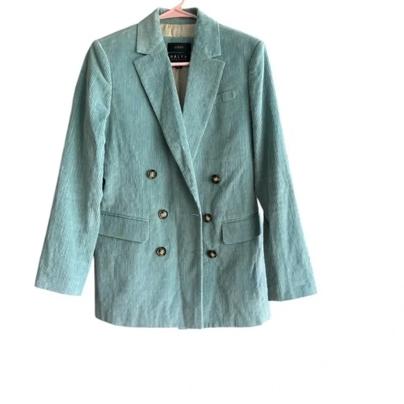 J.Crew Nalya double-breasted blazer in a light blue corduroy fabric Size 4 - Picture 2 of 14